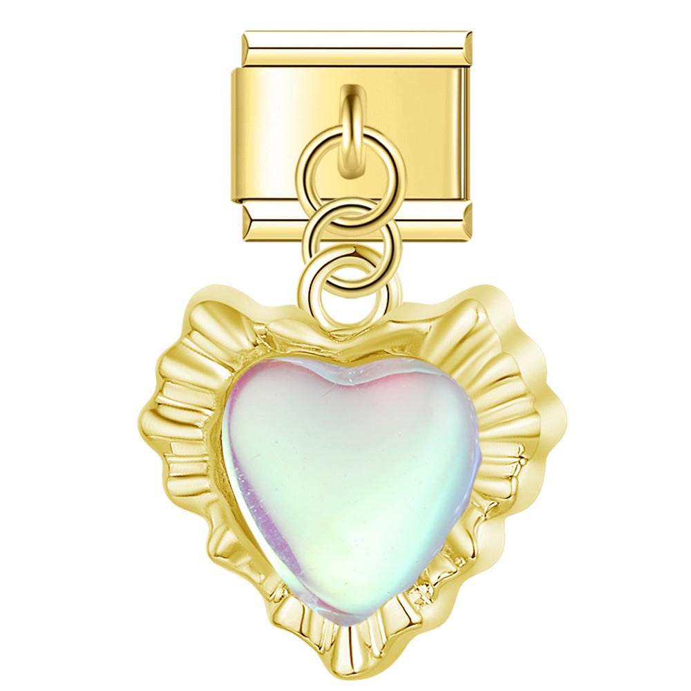 Celestial Star & Ruffled Heart Dangle Charm