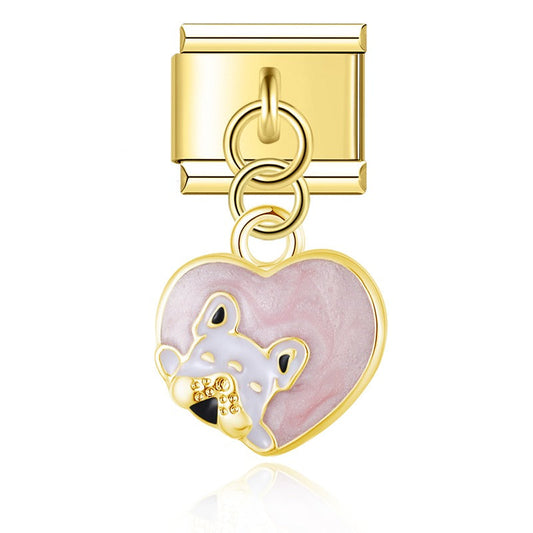 Classic Motif & Colorful Enamel Dangle Charm gold