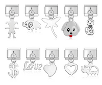Daisy, Elephant, Heart, Dog & Love Silver Dangle Italian Charms — Nature & Animal Silver Dangle Links