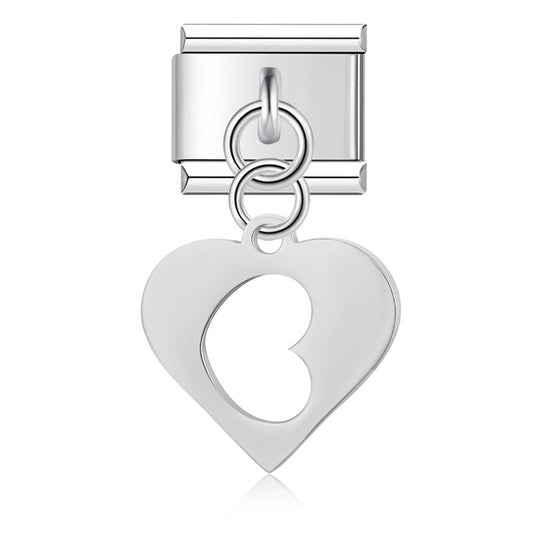 Delicate Cut-Out Heart & Floral Silhouette Dangle Charm