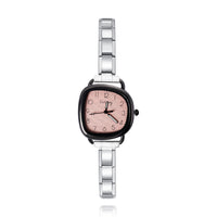 Soft Square Watch with Dark Border — Bold Contrast Italian Charm Watch Bracelet