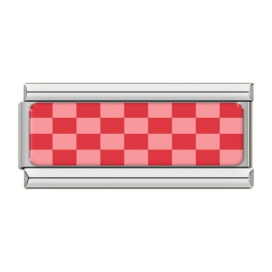 Colorful Checkered Double Italian Charm silver&gold