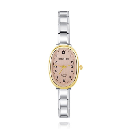 Vintage Oval Two-Tone Watch - Gold & Silver Mix