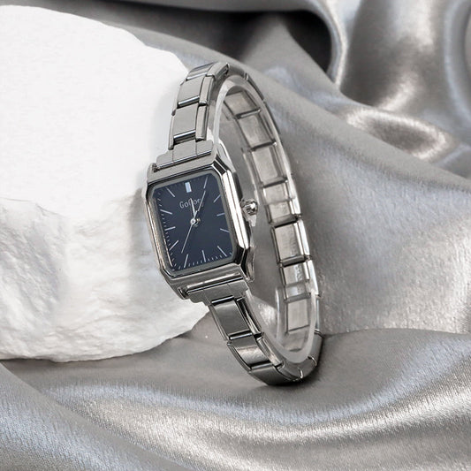 Vintage black Rectangular customizable Charms Watch