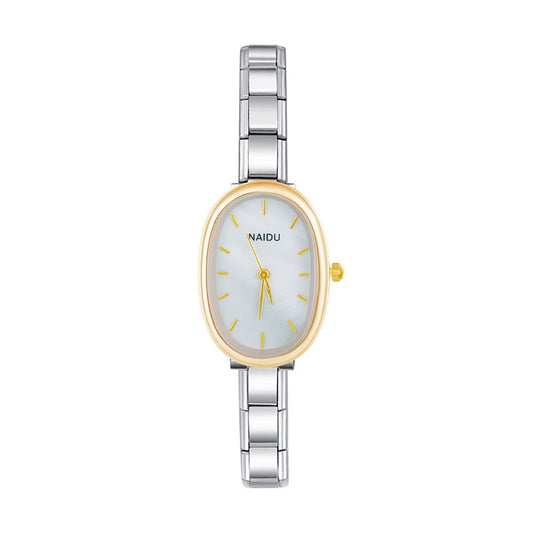 Elegant Oval Watch with Minimalist Dial