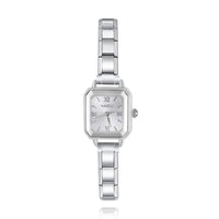 Vintage Geometric Square Silver Watch with Roman Numerals — Art Deco Italian Charm Watch