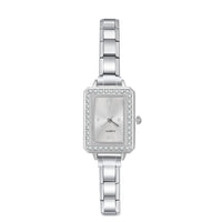 Premium Radiant Crystal Bezel Rectangle Watch — Luxury Italian Charm Watch Bracelet