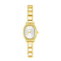 Classic Gold Oval Watch with Simple Lines — Warm Gold Italian Charm Watch Bracelet