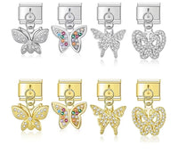 The Beautiful Dazzling Butterfly Dangle Charm in Silver & Gold