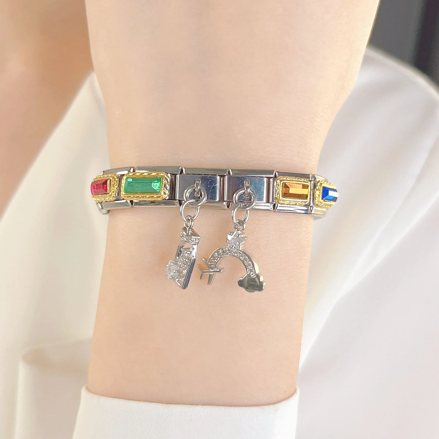 Paper Clip Rainbow Wine Bottle Dazzling charms