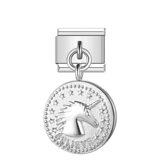 circle Unicorn Cake Love Graduation silver charms
