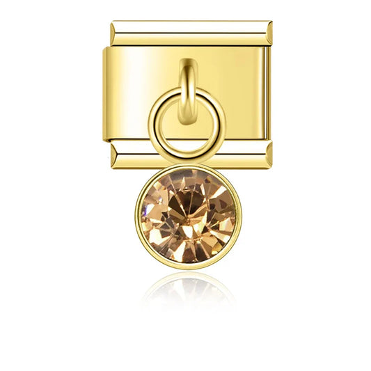 colorful birthday gemstone ITALIAN Charms gold