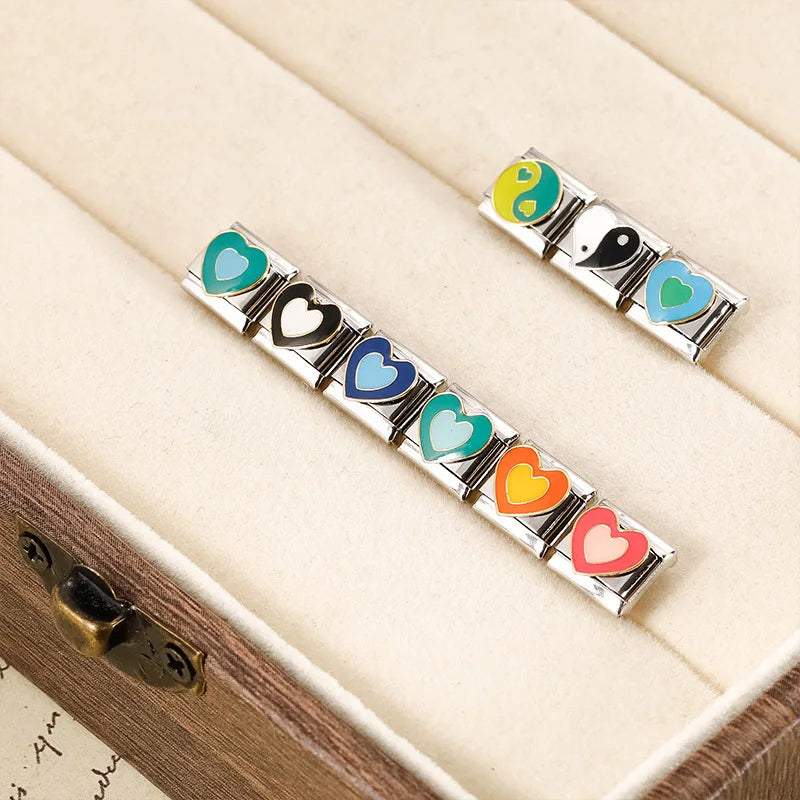 Colorful hearts charms