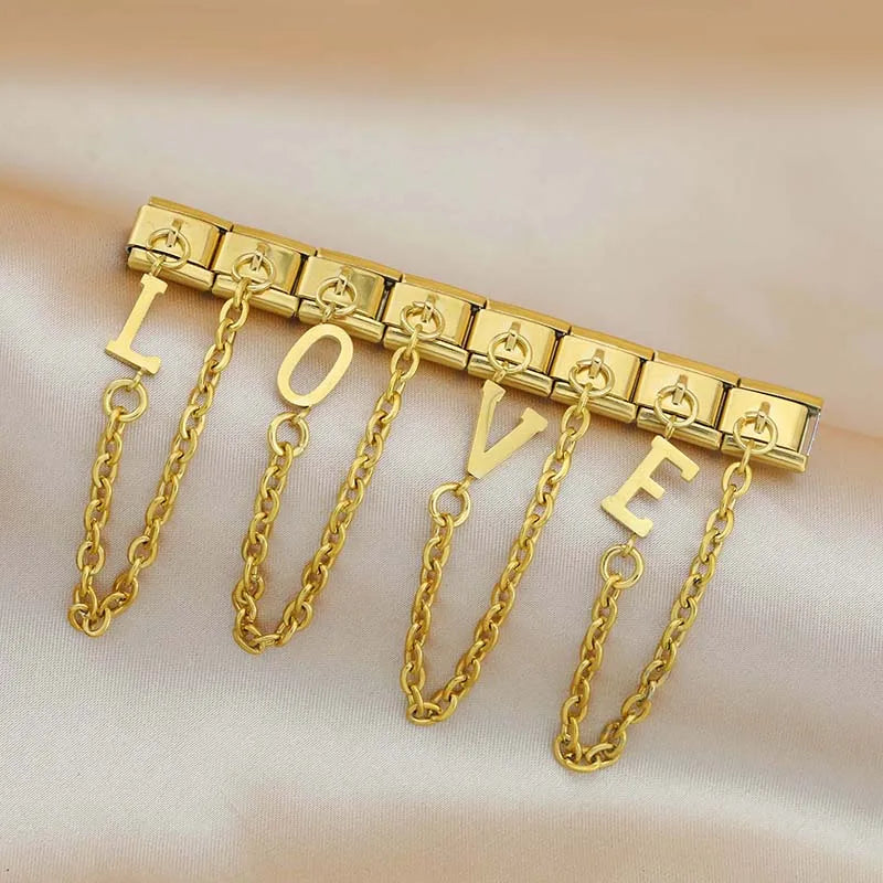 Letters gold pendants chain charms
