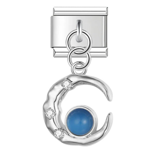 Mystical Crescent Moon & Stone Dangle Charms