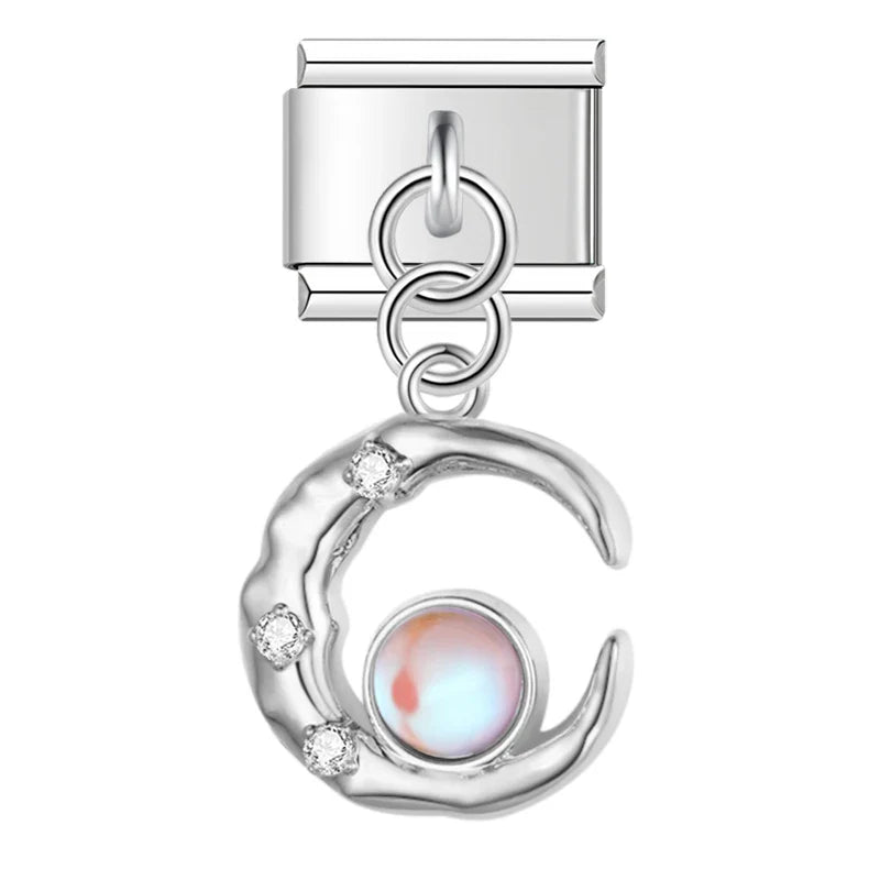 Moon CZ Italian Charms Jewelry DJ1280
