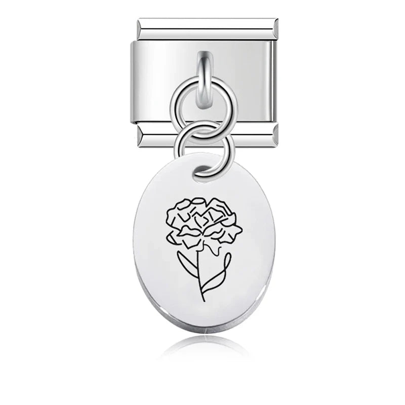 Ellipse Flower Italian Charms Links DJ008