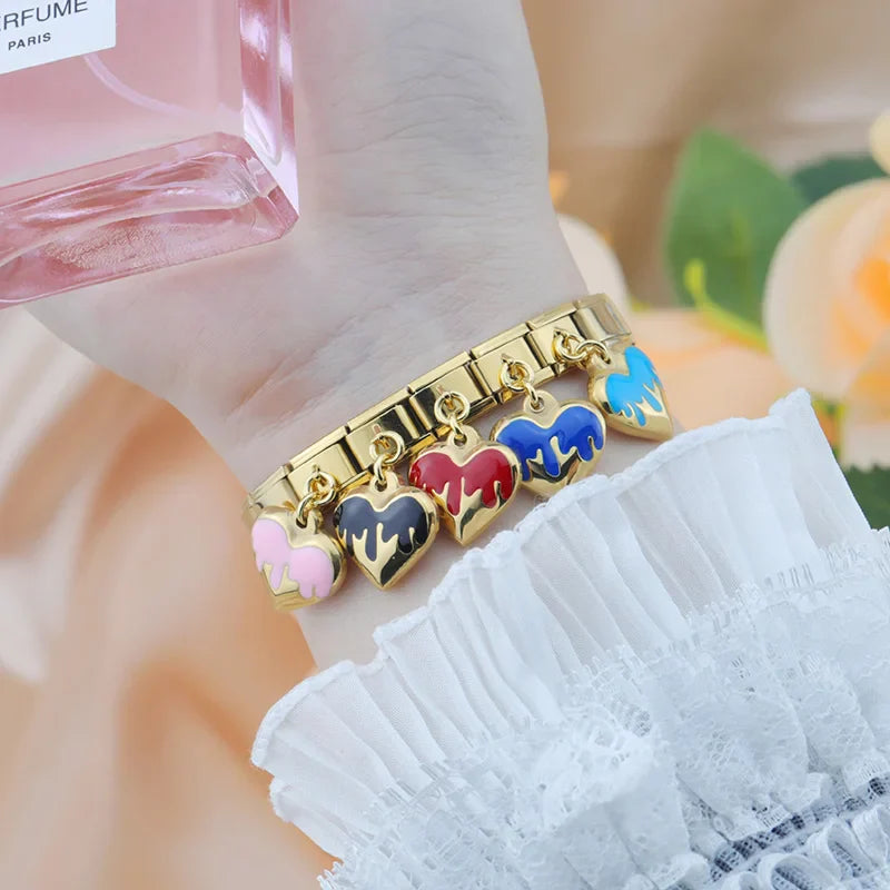 Romantic Heart dangle charms gold