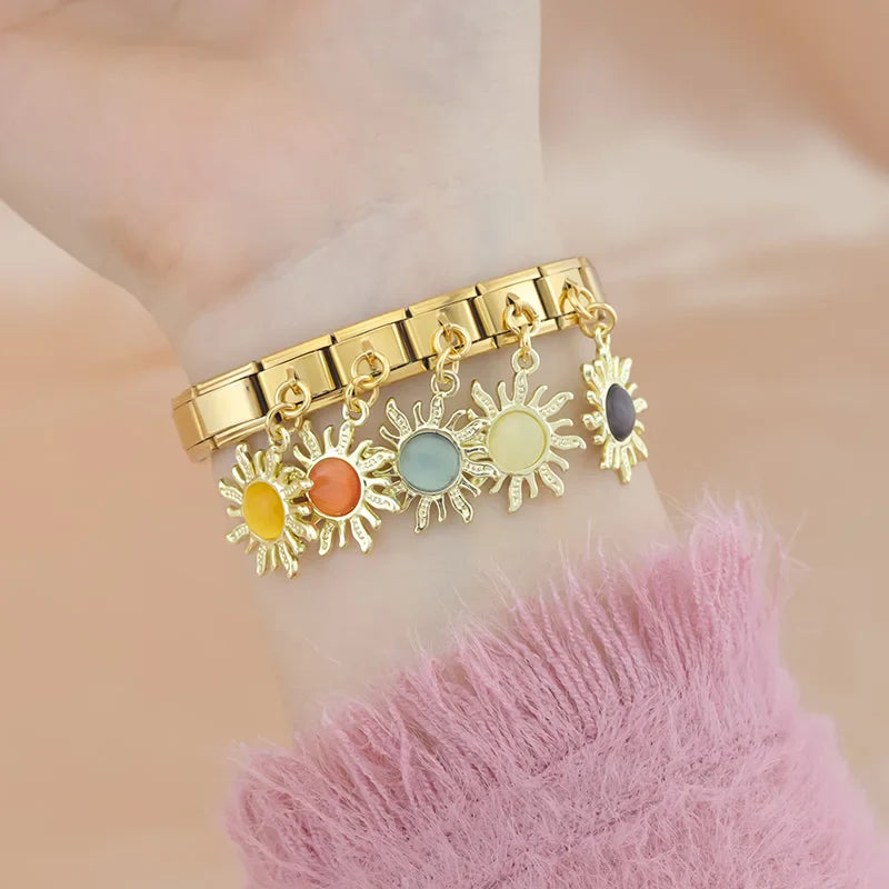 Sun Dangle Charms silver&gold
