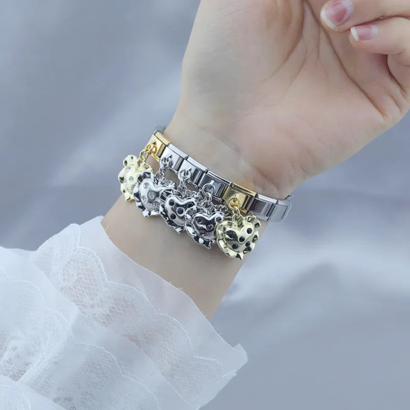 The Molten Heart Crystal Dangle Charm in Silver & Gold