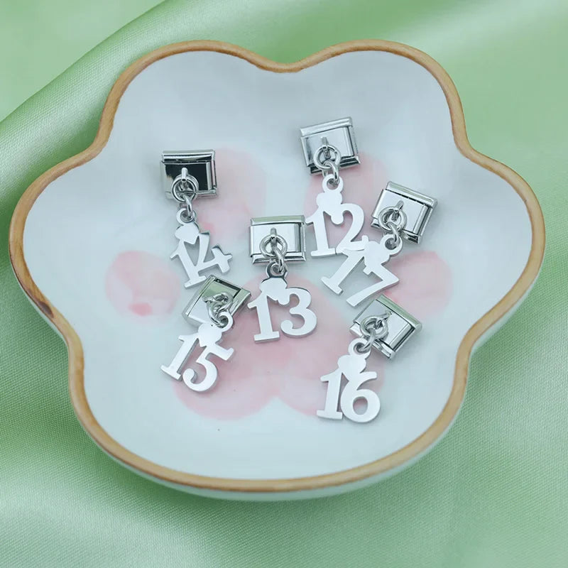 Lucky Numbers silver charms
