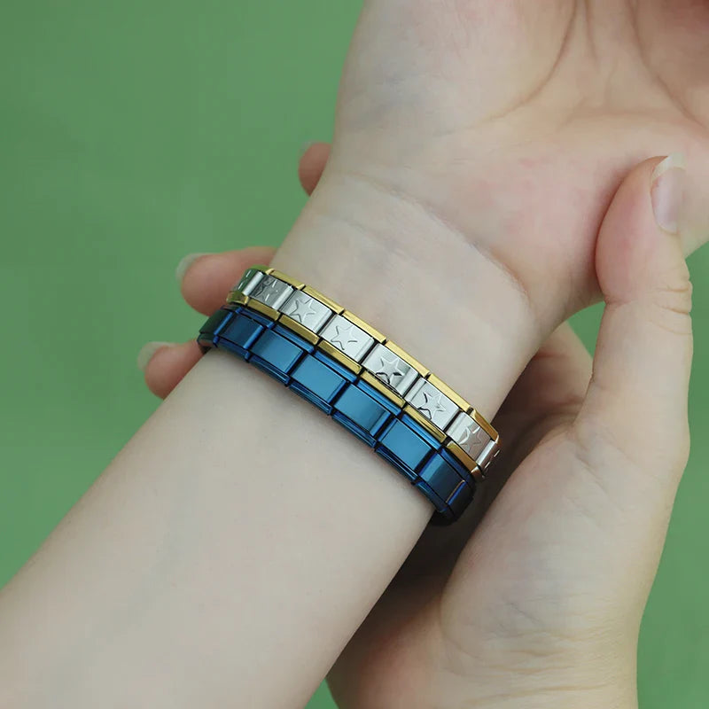 Blue Itanlian Elastic Charm Bracelet Bangle ST-Blue