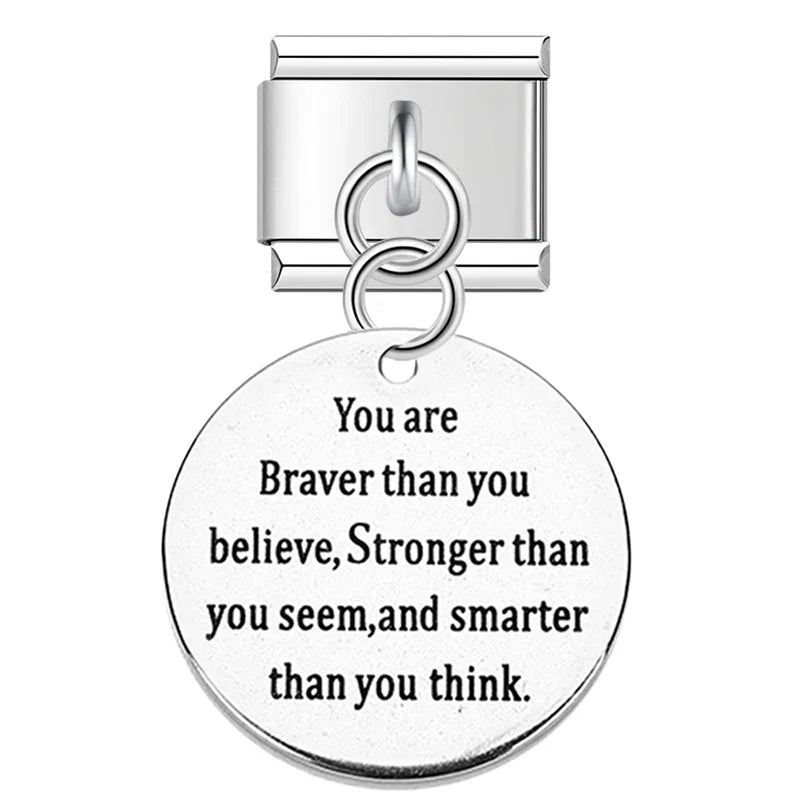 Round I Love You To The Moon&Back Charm Italian Links DJ395