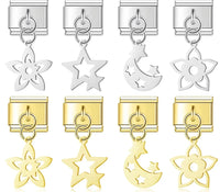 The Star, Moon & Flower Dangle Charm in Silver & Gold