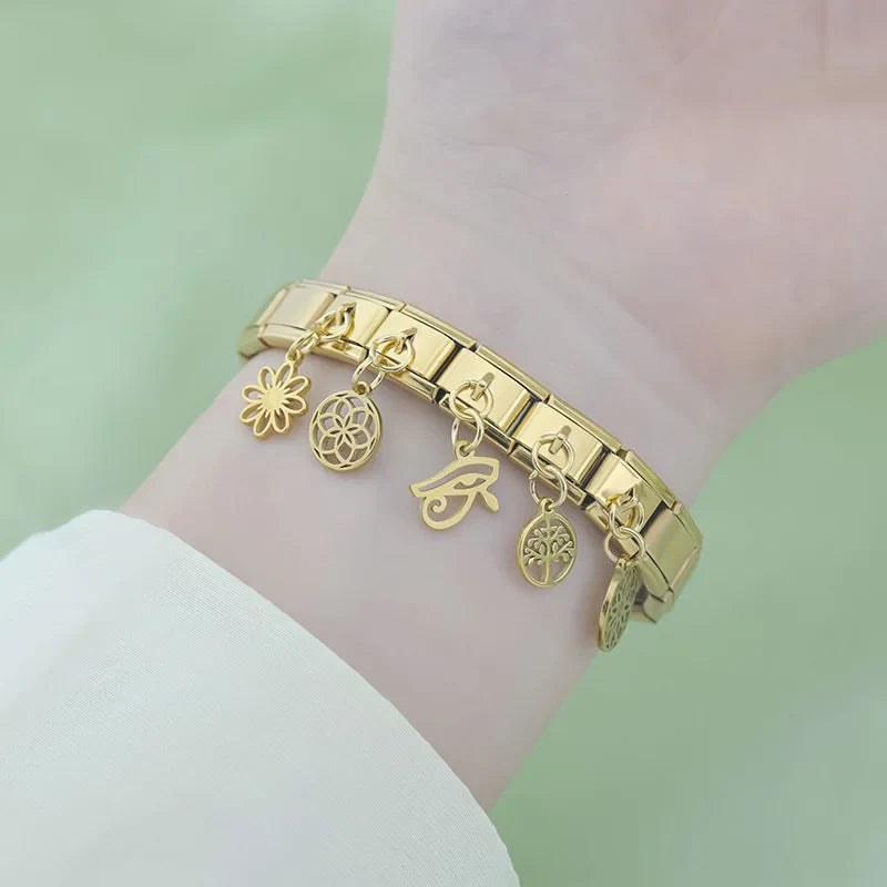 Spiritual Floral Dangle Charms golden/silver