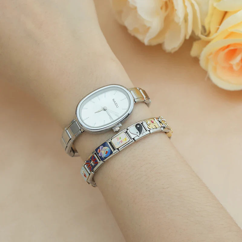Sleek Oval Watch with Simple Lines