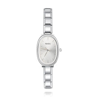 Sleek Oval Watch with Simple Lines — Modern Minimalist Italian Charm Watch Bracelet