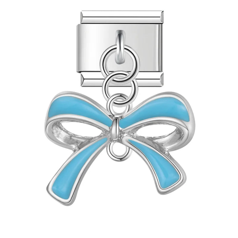 colorful Bowknot dangle charms silver&gold
