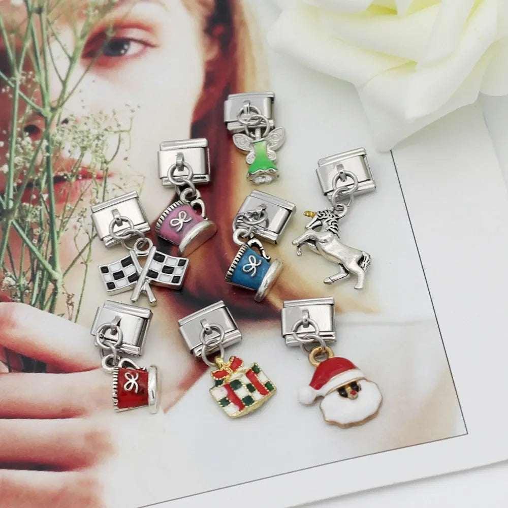 elegant silver dangle charms