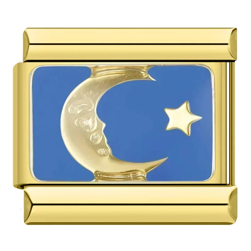 Moon Star Eye Golden Italian Charm DJ1373-A