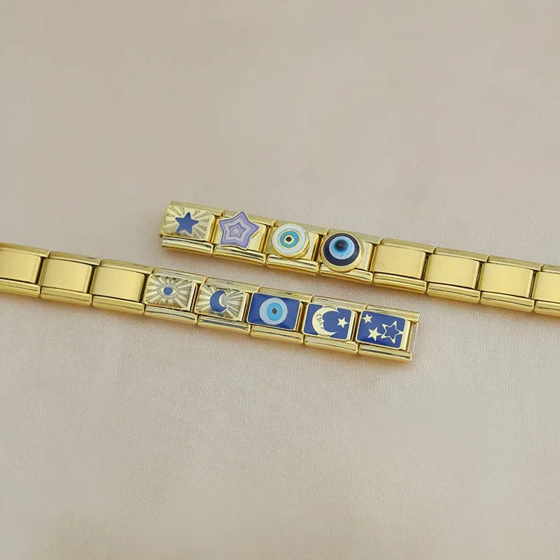 Moon Star Eye Golden Italian Charm DJ1373-A
