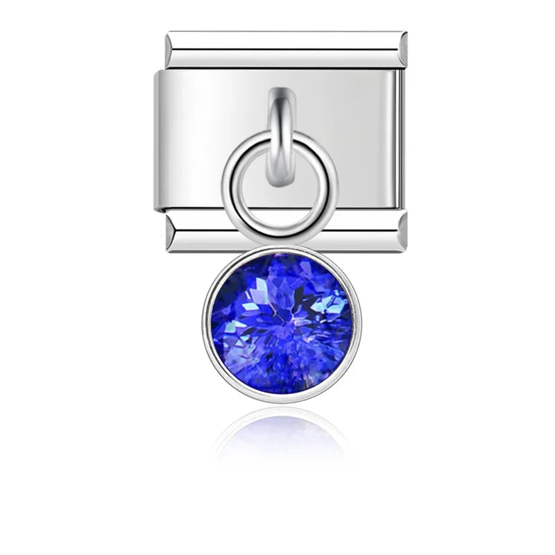 12 Month Birthday Colour Dazzling CZ Charm Ltalian Links DJ399