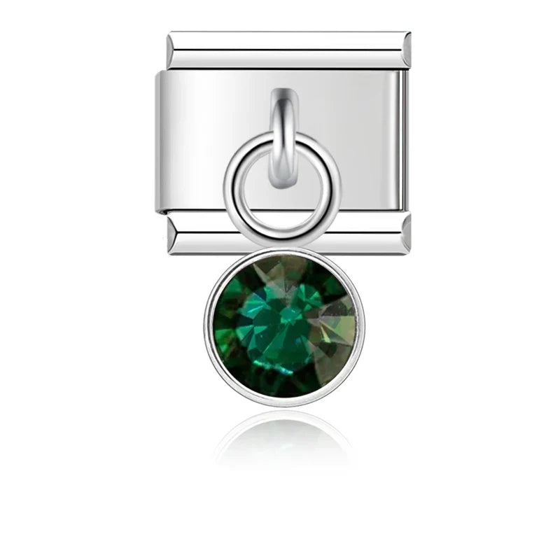 12 Month Birthday Colour Dazzling CZ Charm Ltalian Links DJ399