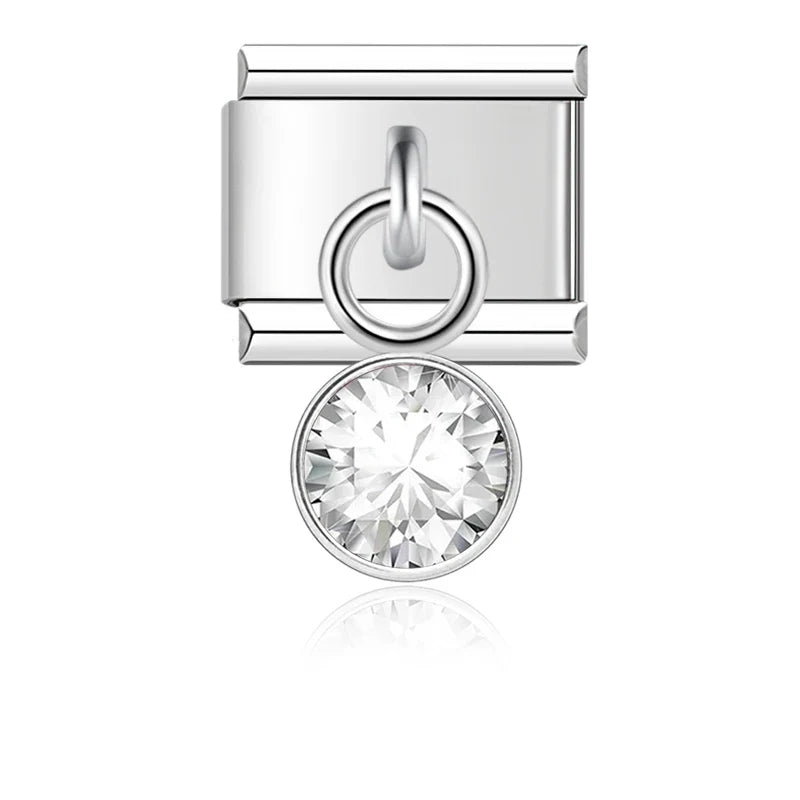 12 Month Birthday Colour Dazzling CZ Charm Ltalian Links DJ399