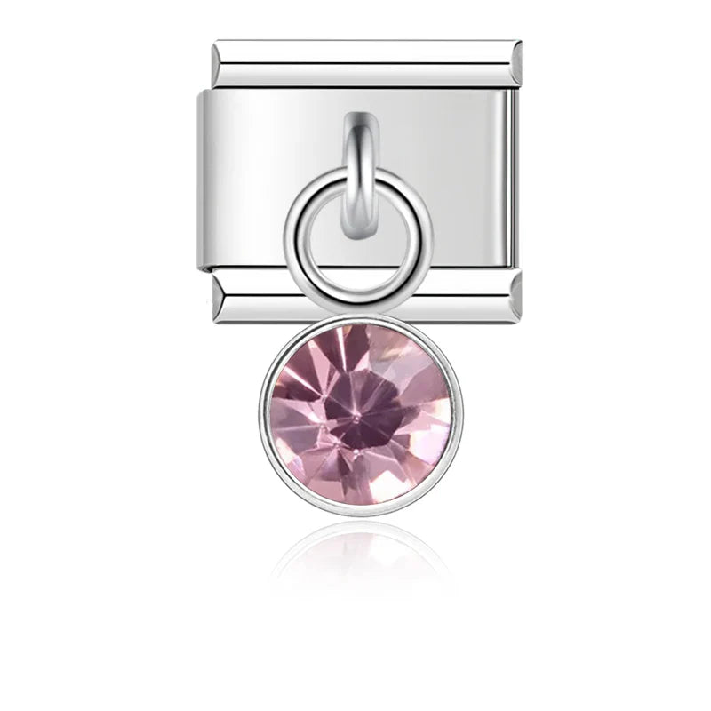 12 Month Birthday Colour Dazzling CZ Charm Ltalian Links DJ399
