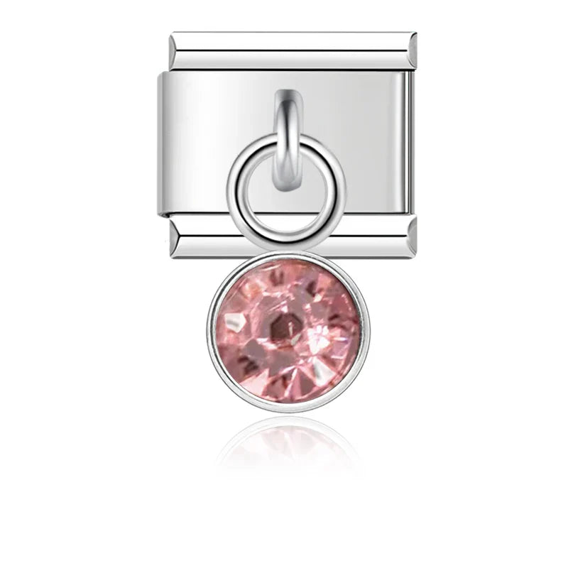 12 Month Birthday Colour Dazzling CZ Charm Ltalian Links DJ399