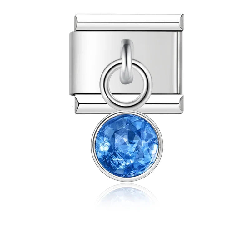 12 Month Birthday Colour Dazzling CZ Charm Ltalian Links DJ399