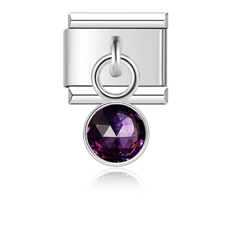 12 Month Birthday Colour Dazzling CZ Charm Ltalian Links DJ399