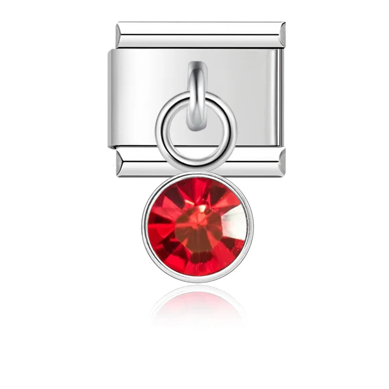 12 Month Birthday Colour Dazzling CZ Charm Ltalian Links DJ399