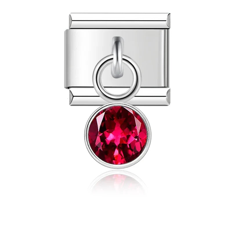 12 Month Birthday Colour Dazzling CZ Charm Ltalian Links DJ399