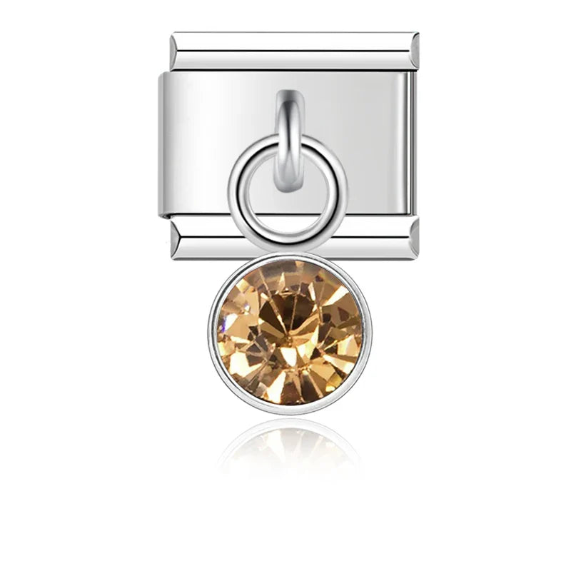 12 Month Birthday Colour Dazzling CZ Charm Ltalian Links DJ399