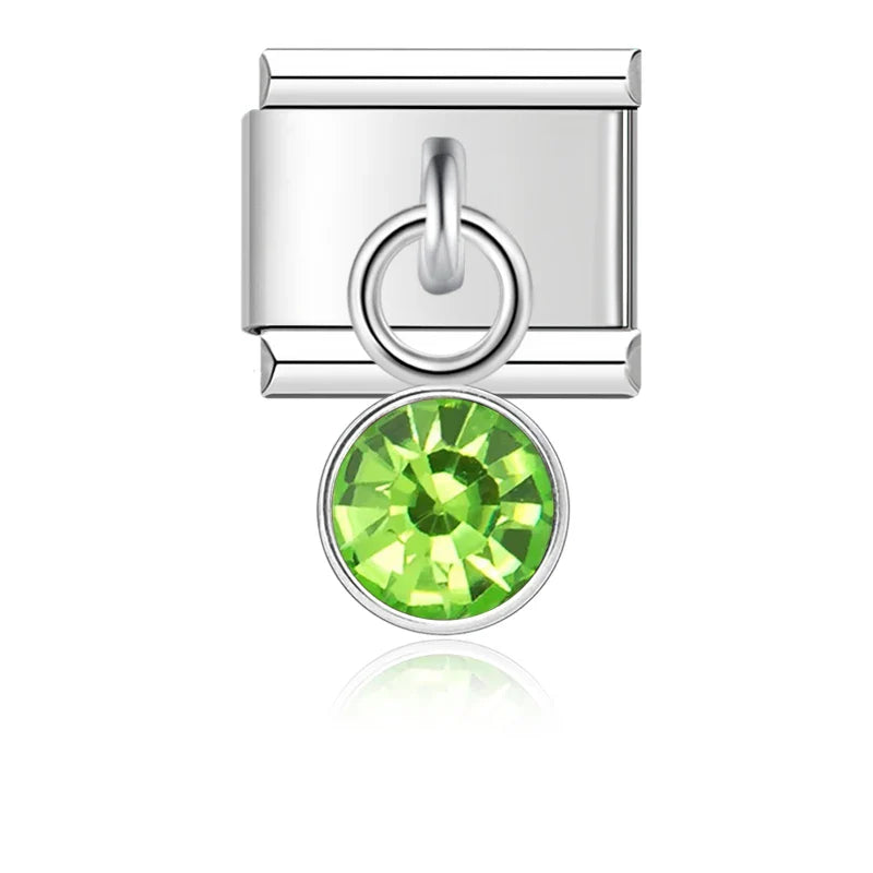 12 Month Birthday Colour Dazzling CZ Charm Ltalian Links DJ399