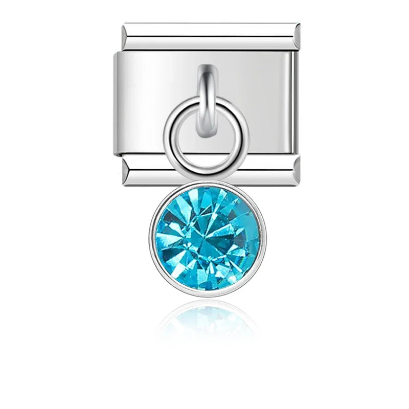 12 Month Birthday Colour Dazzling CZ Charm Ltalian Links DJ399