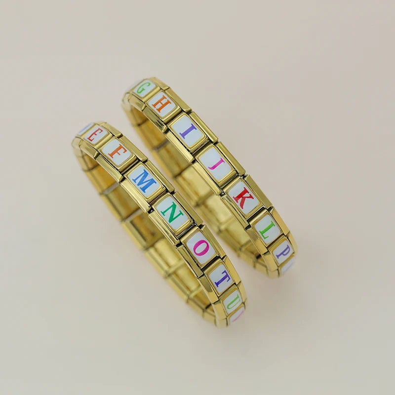 Golden Playful letters Initial Italian Charms