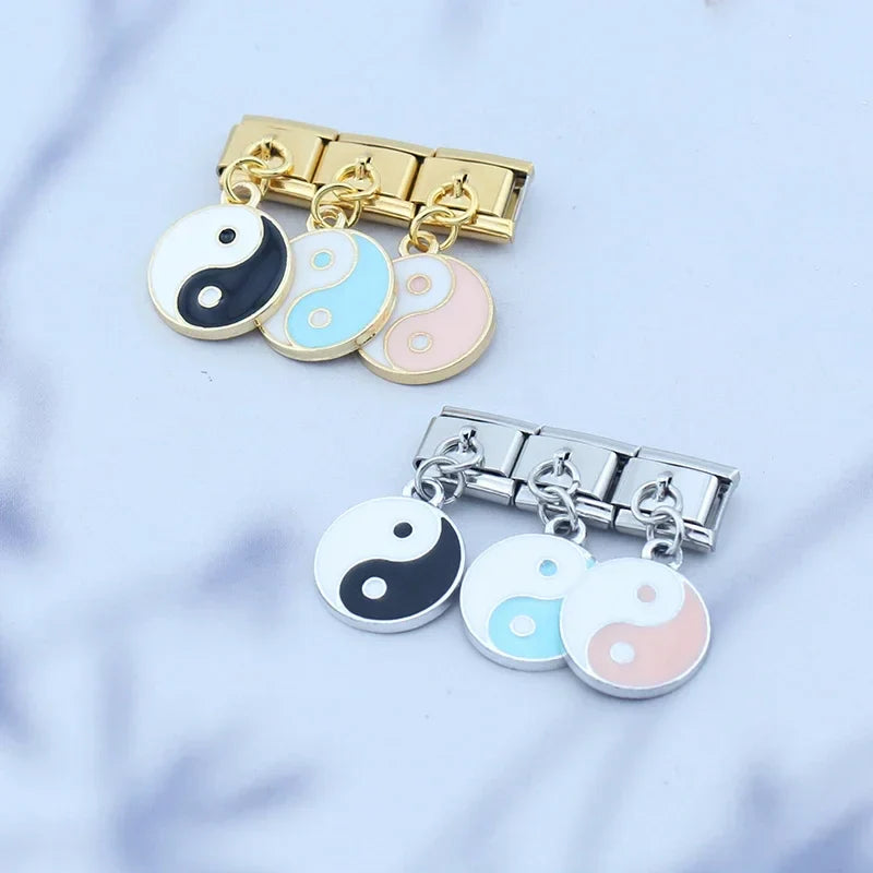 The Harmony Yin Yang Enamel Dangle Charm in Silver & Gold