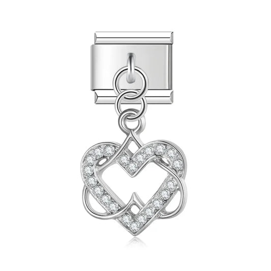 Romantic Heart Cherry Shiny silver charms